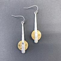 Silver Bar Gold Circle Hammered Earrings 202//202